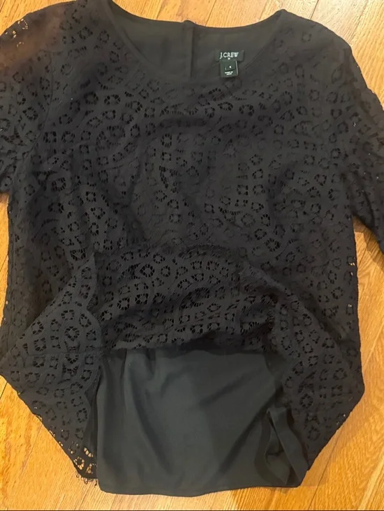 J. Crew Women’s Black Eyelet Lace 3/4 Sleeve Tunic Size 6 - Picture 5 of 6